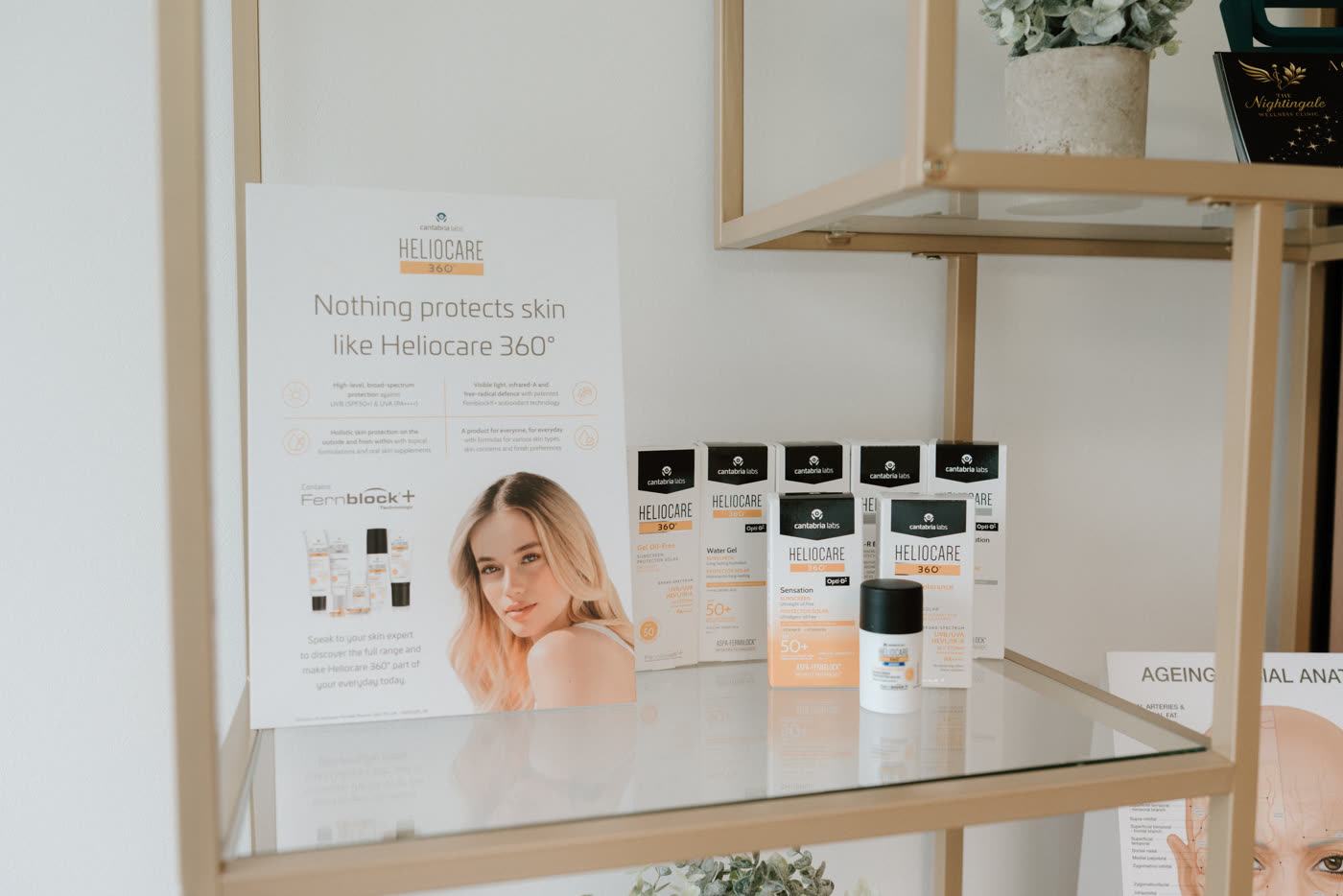 The skincare range on display at The Nightingale Wellness Clinic